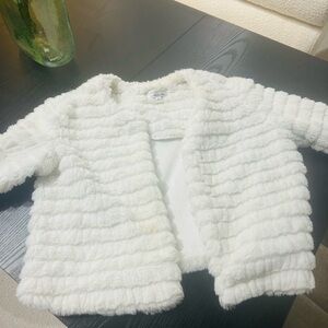 Signature by Robbie Bee Cream Faux Fur Jacket 3/4 sleeves